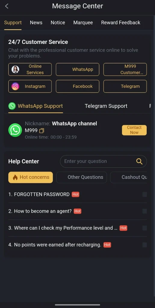M999 Customer Supports