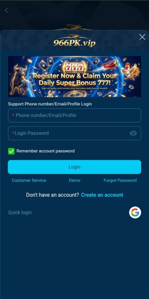 966PK Register & Login