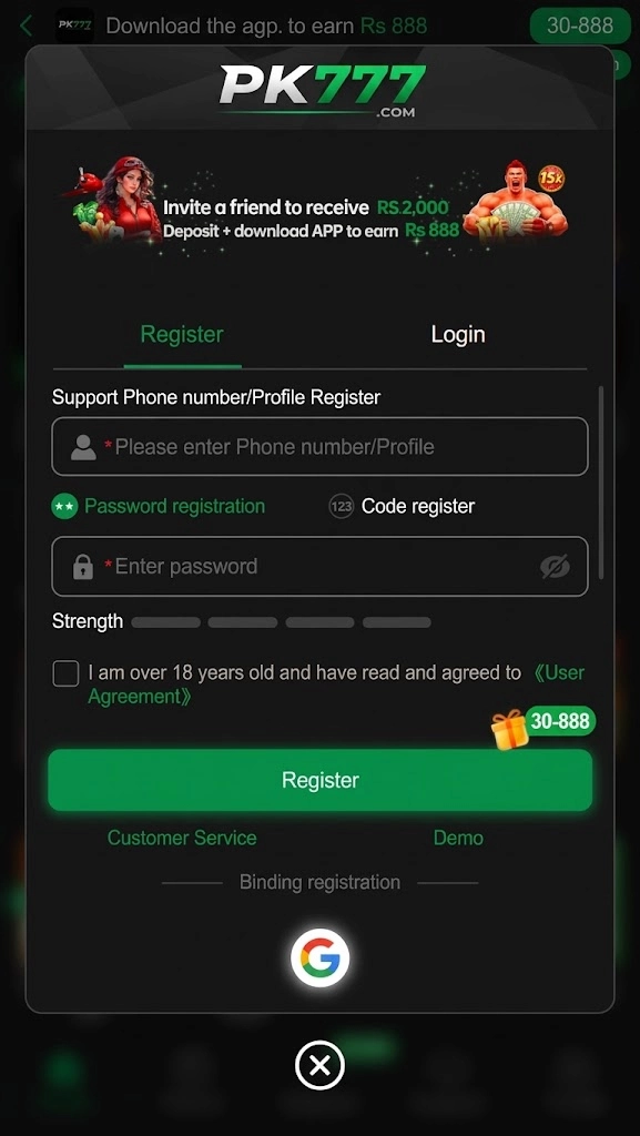PK777 Register & Login