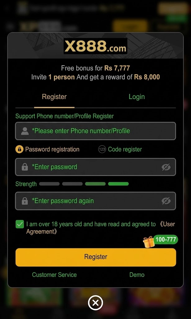 X888 Register & Login